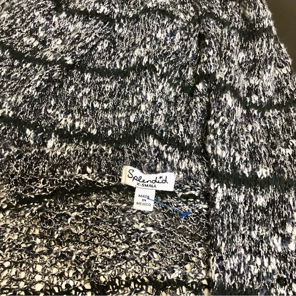 NWOT Splendid Broome Stripe Olivine Long Popcorn Knit Hooded Cardigan Sweater XS - Picture 9 of 12